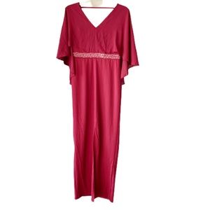 Long front split rhinestud embellished batwing dress size S